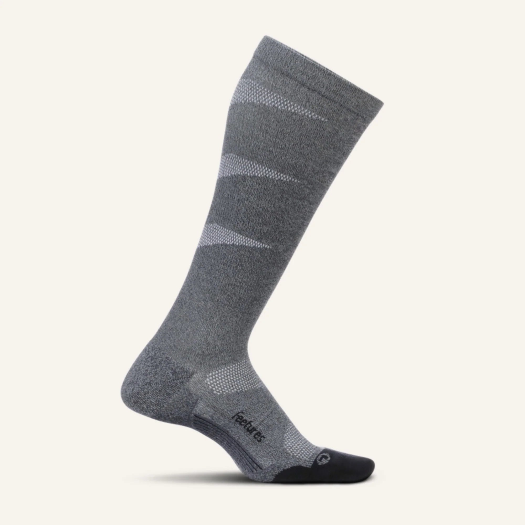 Gray sock with pattern on a white background