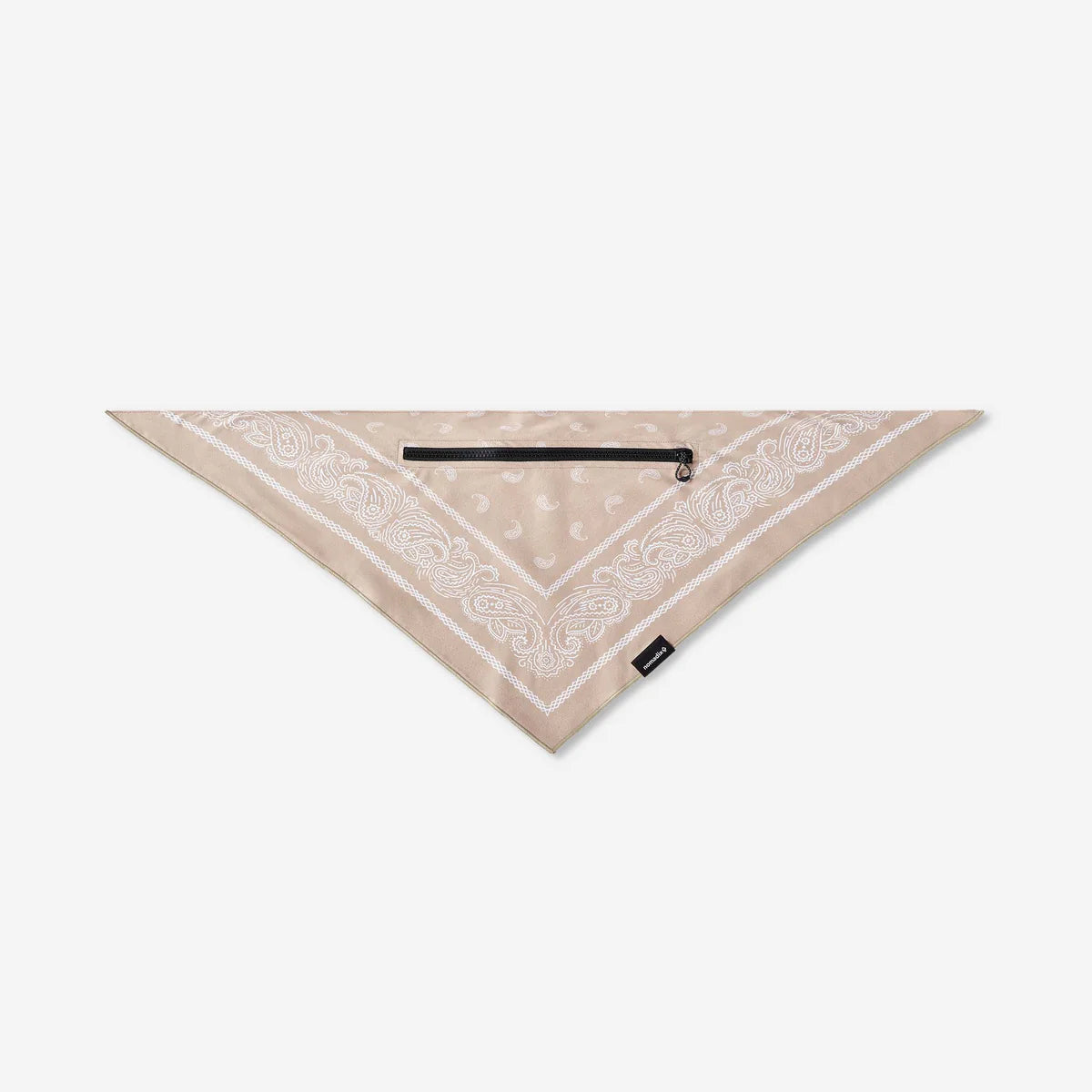 Beige bandana with white patterns on a white background