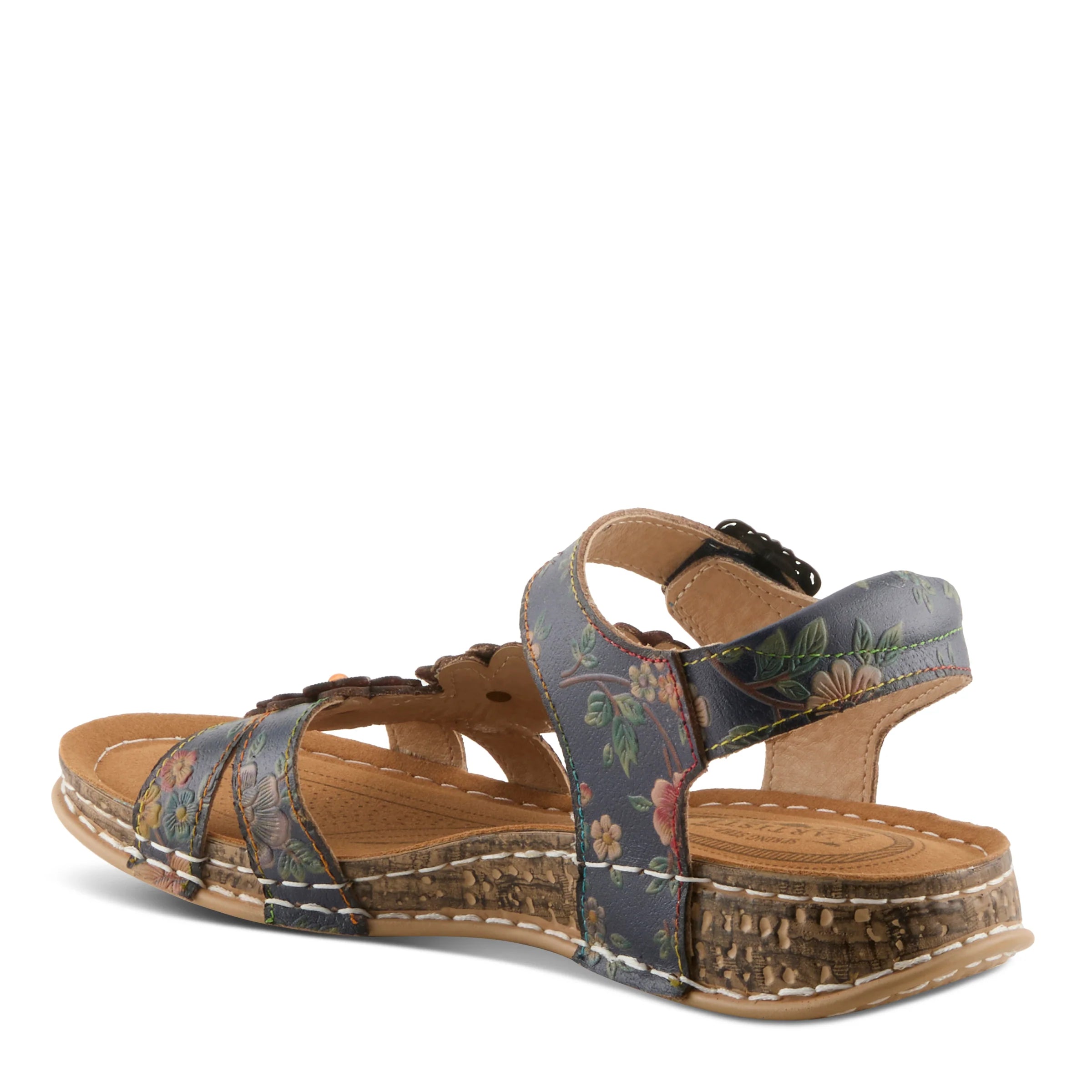 Floral patterned sandal on a white background