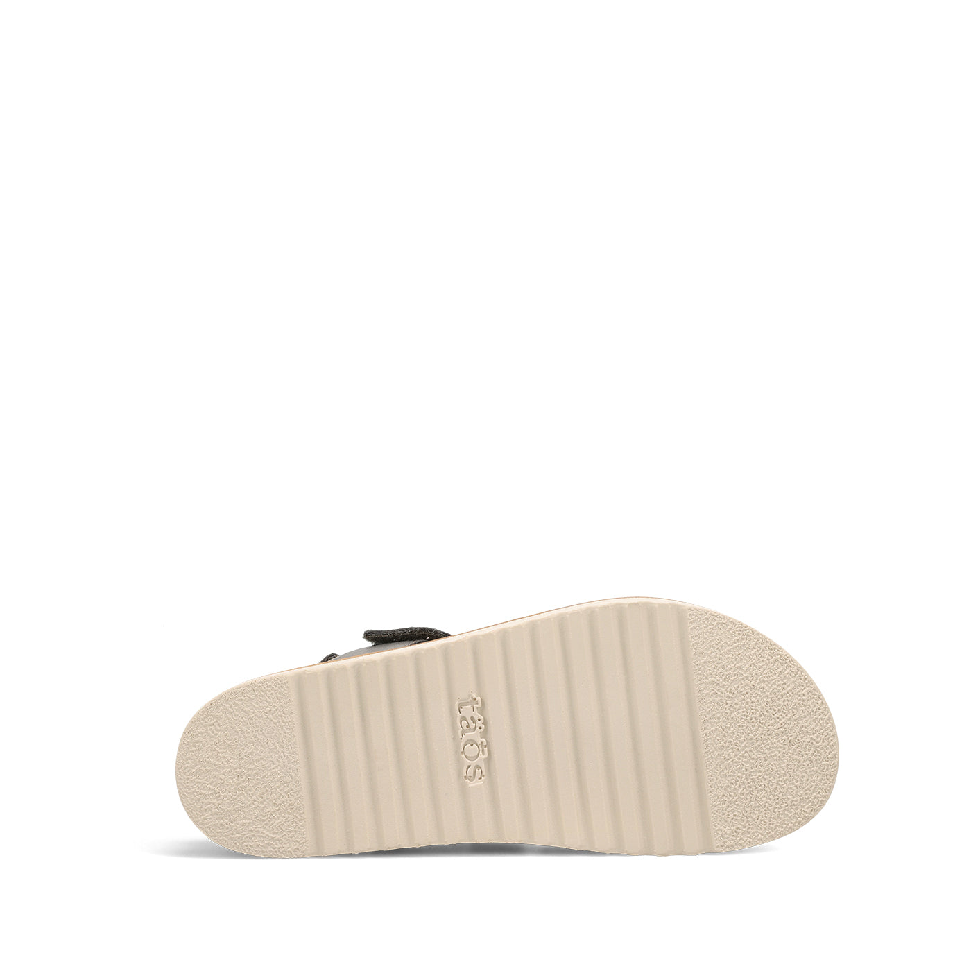 Beige sandal sole with 'TaoS' branding on a white background