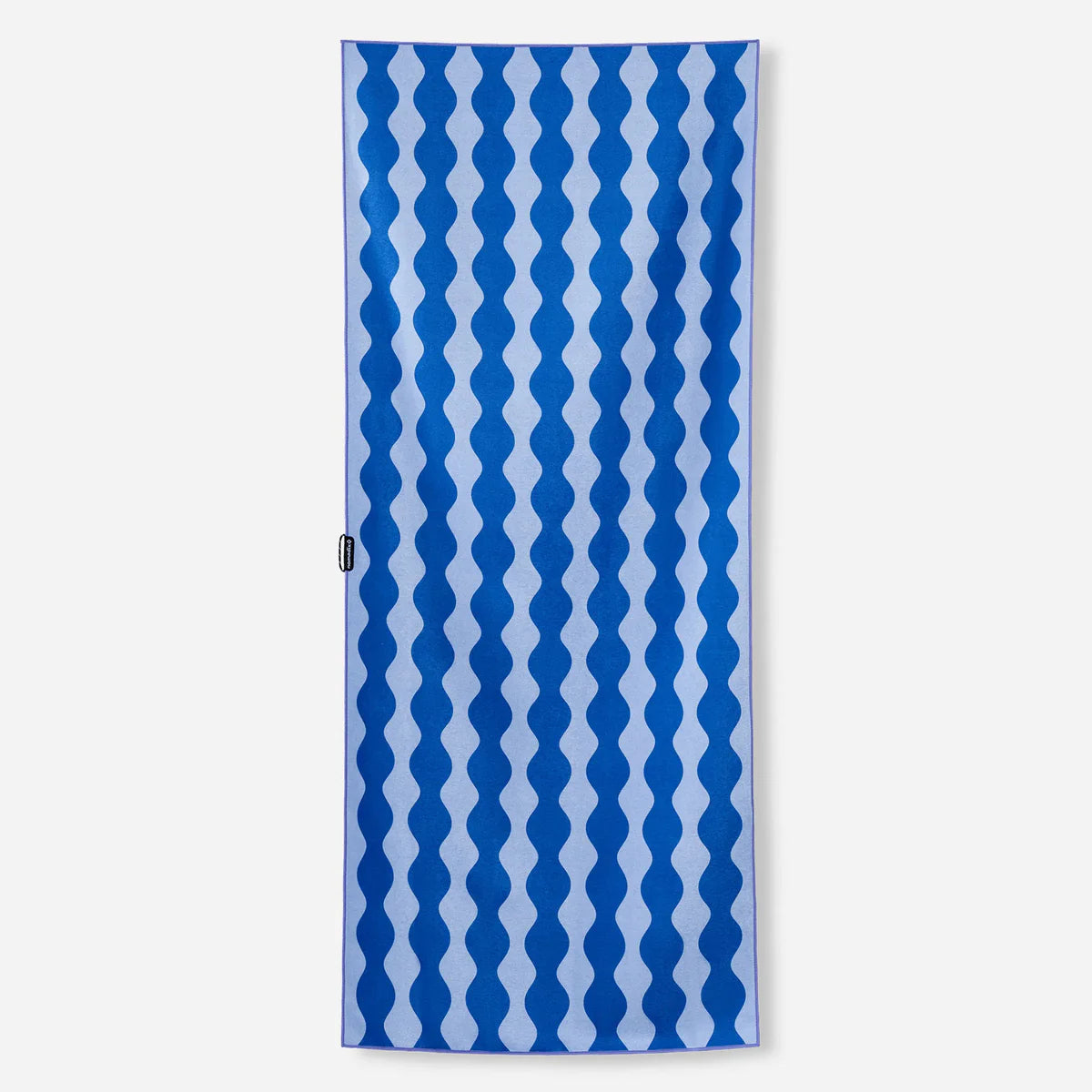 Blue and white patterned towel on a white background