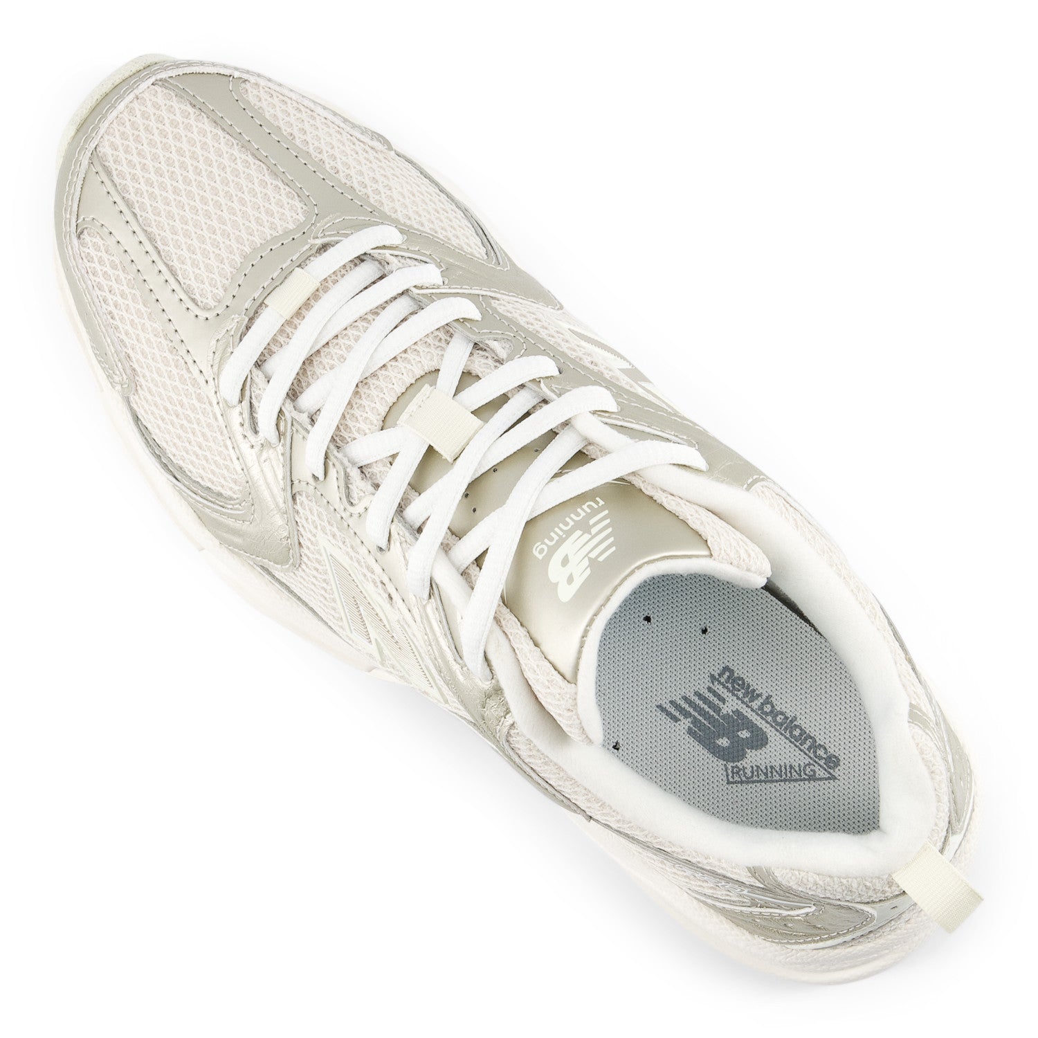 White sneaker with gray sole on a white background
