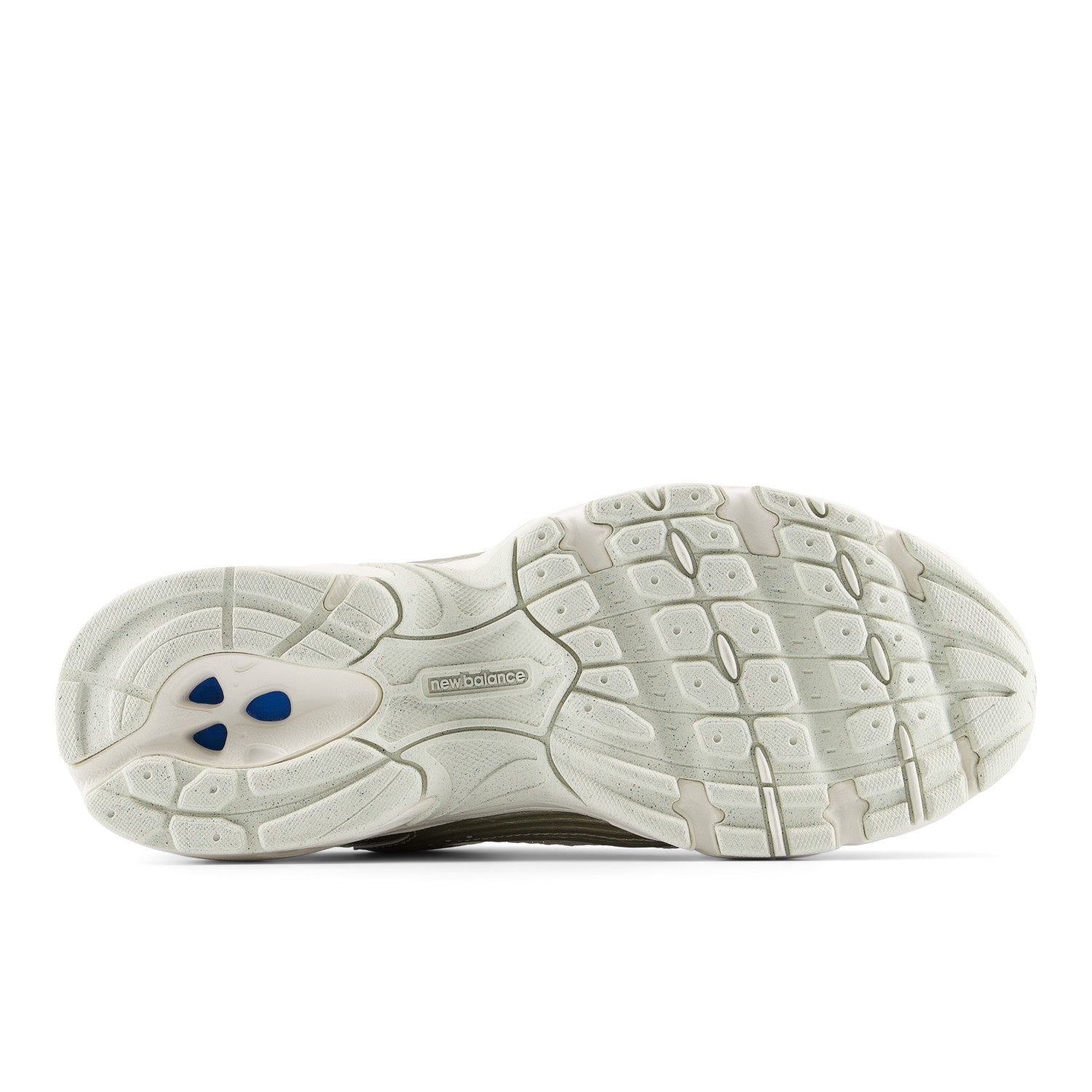 White shoe sole with brand logo on a white background