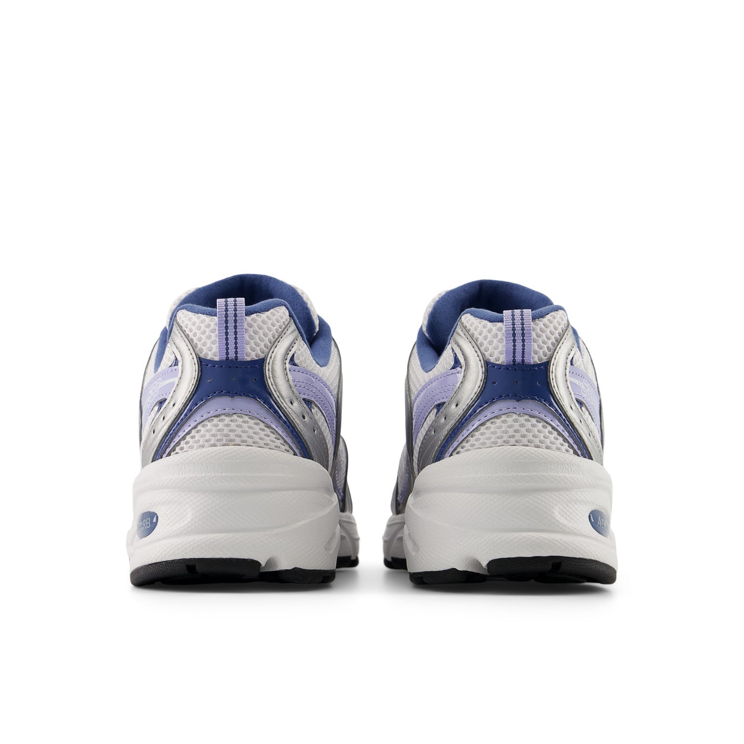 White and blue athletic shoes on a white background