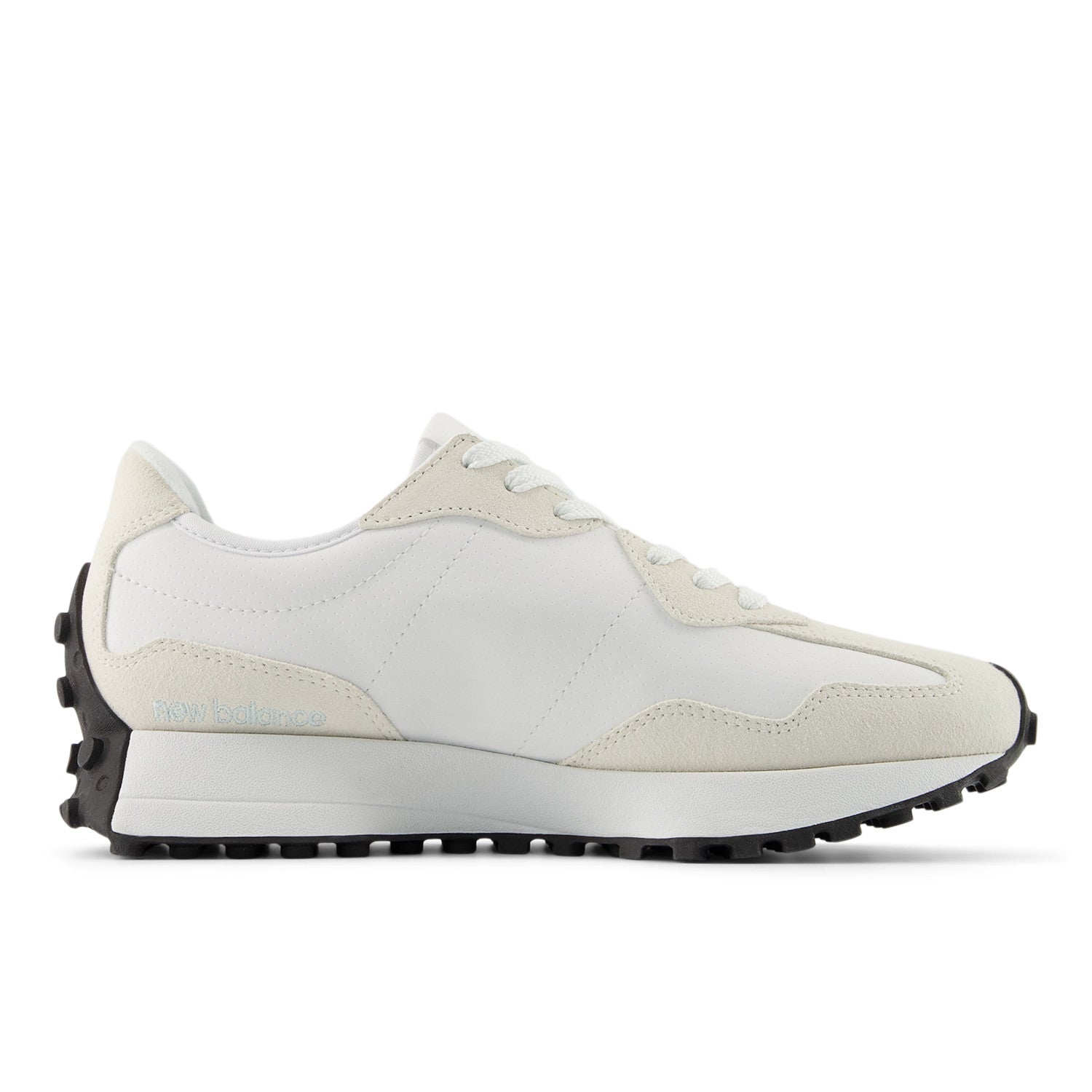 White sneaker with beige accents on a white background