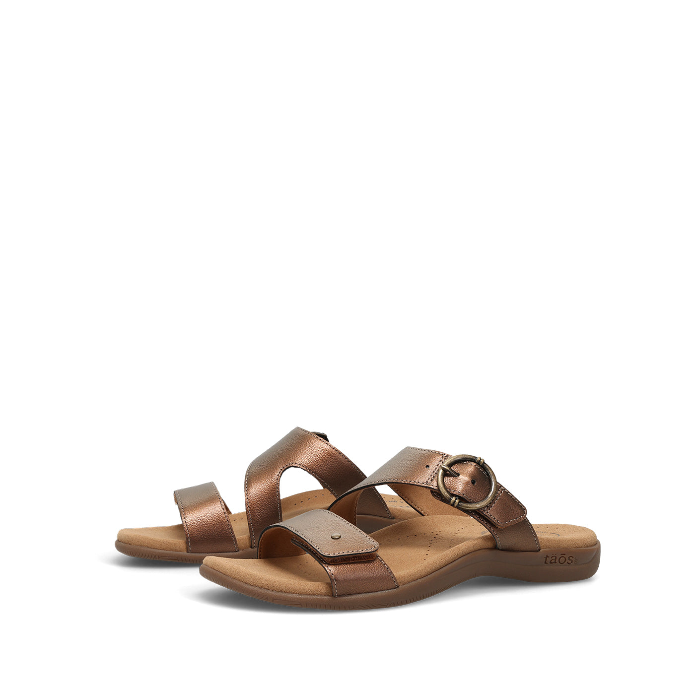 Pair of brown sandals on a white background