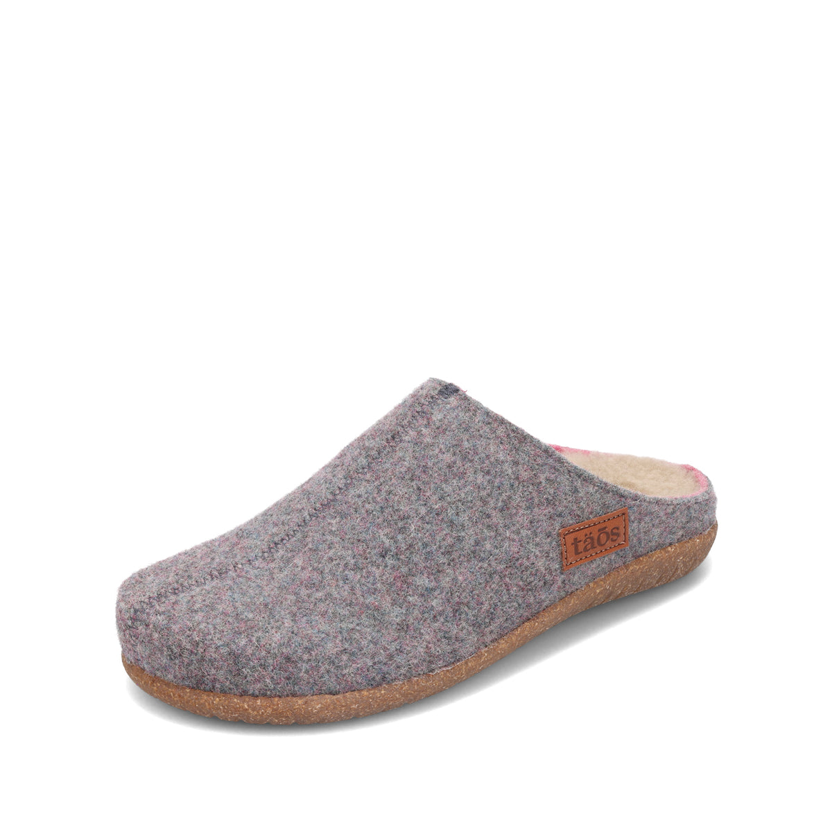Gray slipper with cork sole on a white background