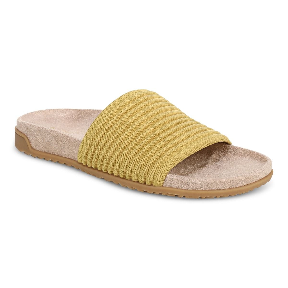 Yellow slide sandal on a white background