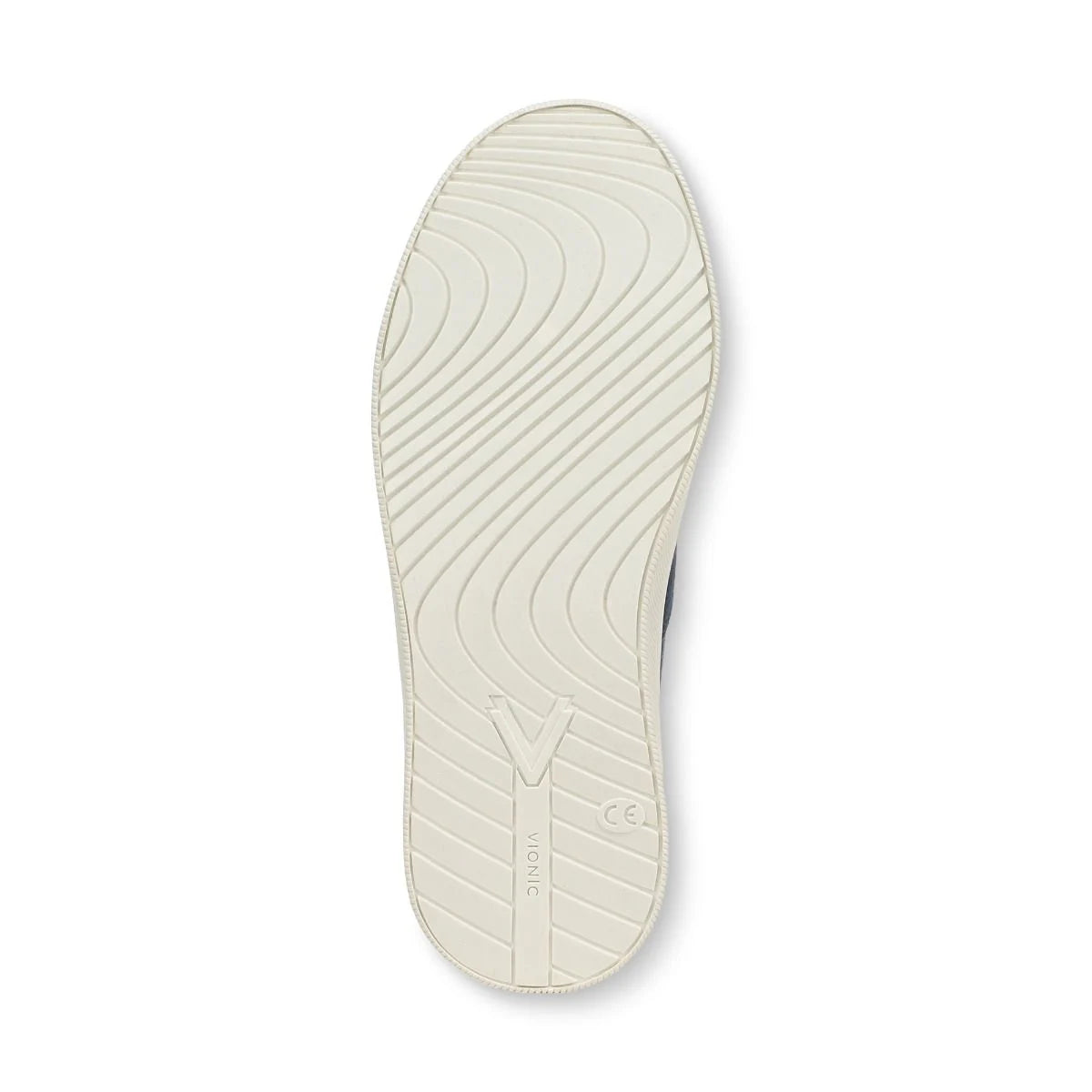 White shoe sole with tread pattern on a white background