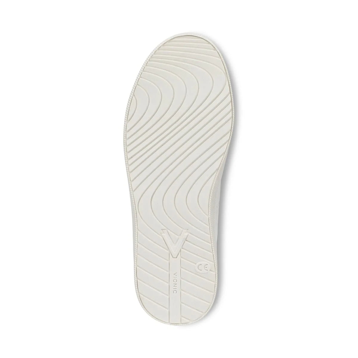 White shoe sole with tread pattern on a white background