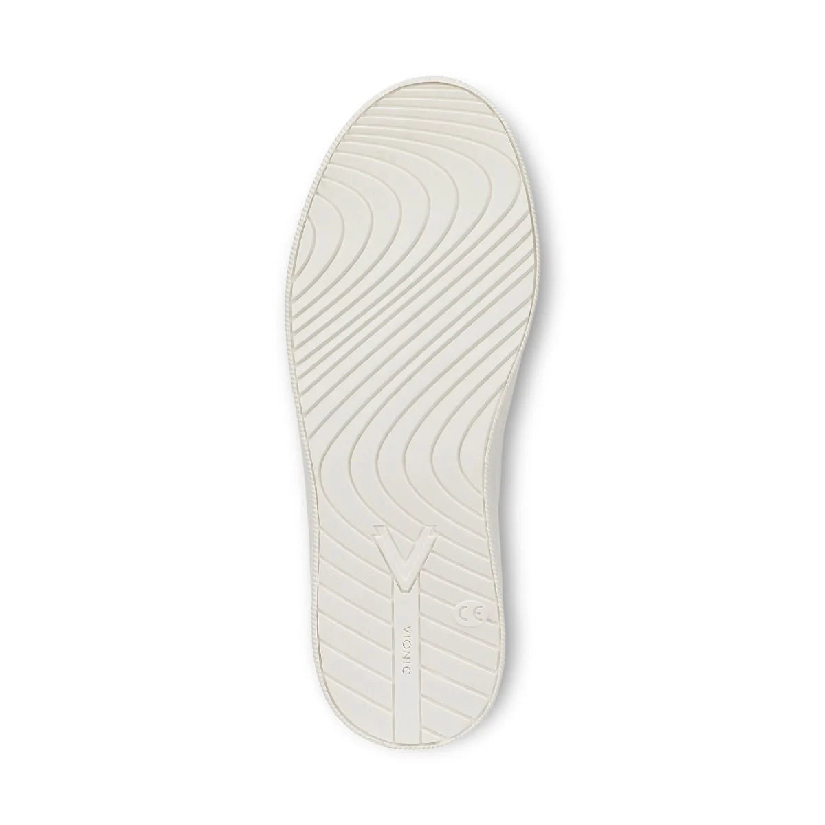 White shoe sole with tread pattern on a white background