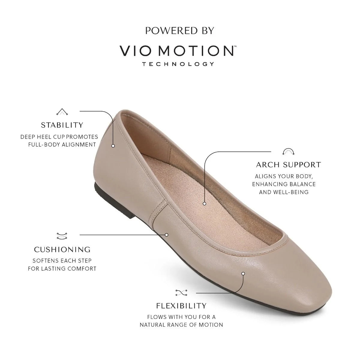 Vionic Orinda Square Toe Ballet Flat Women's 8