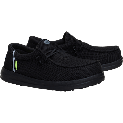 Black slip-on shoes on a transparent background