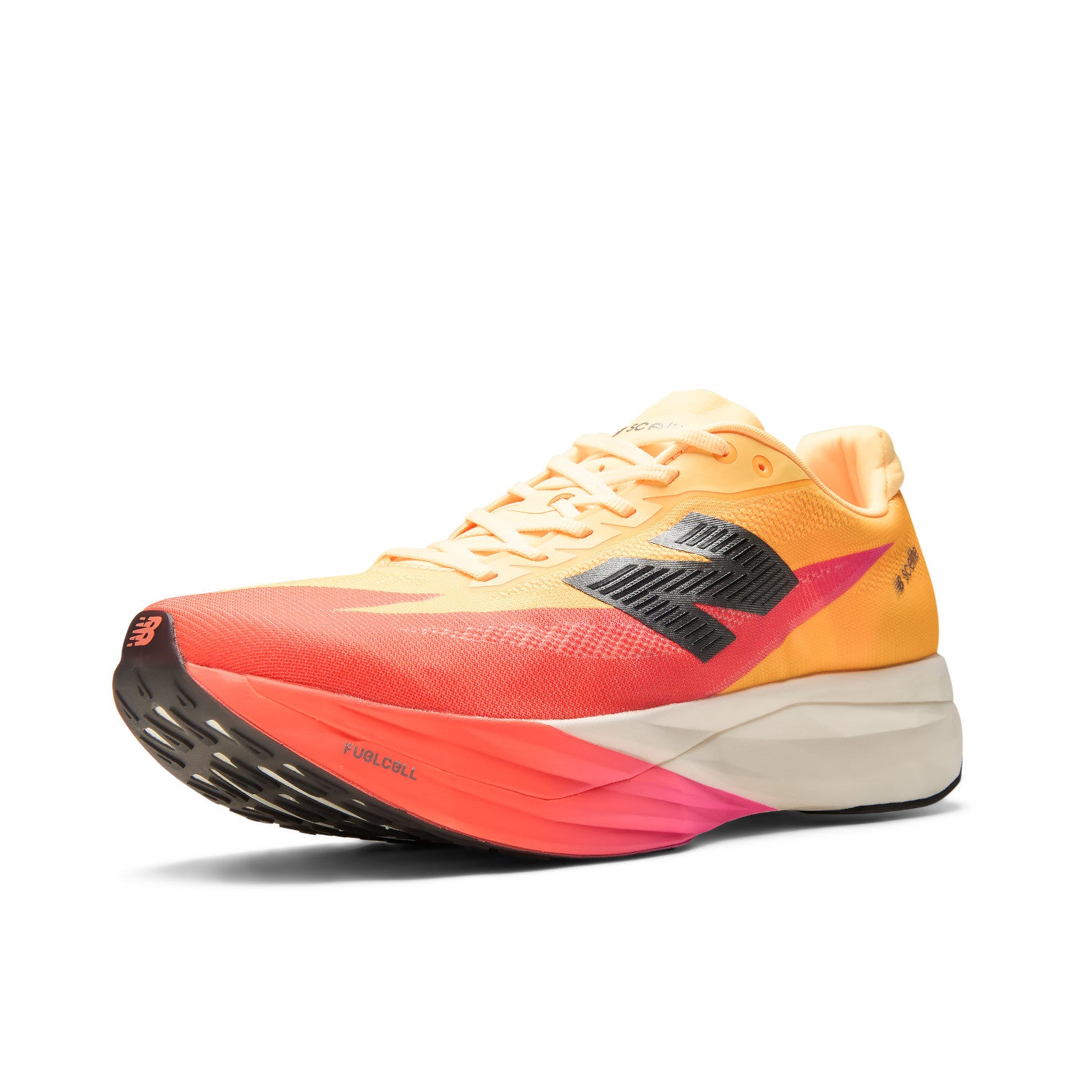 Multicolored running shoe on a white background