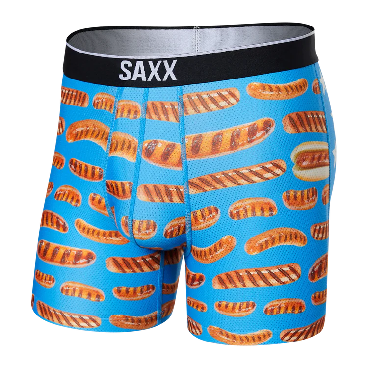 Men's Saxx Volt Breathable Mesh Boxer Brief Color: All American Wieners Blue 