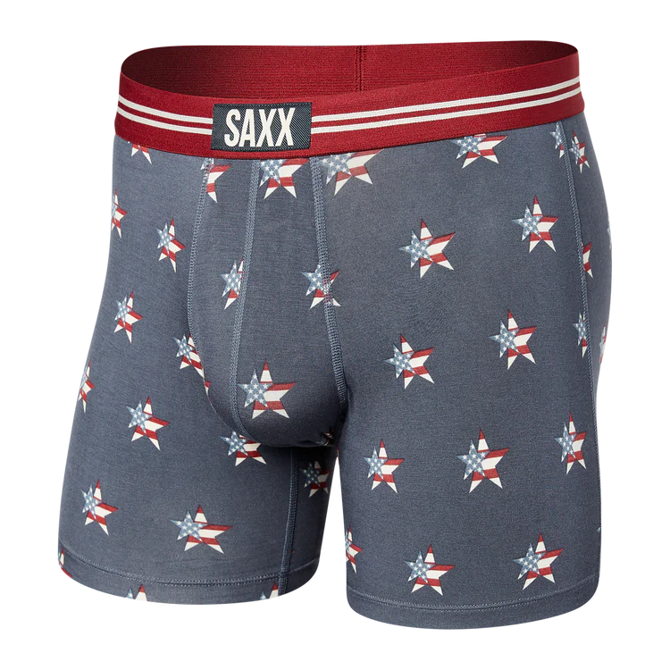 Men's Saxx Vibe Super Soft Boxer Brief Pattern: Liberty Star- Deep Navy