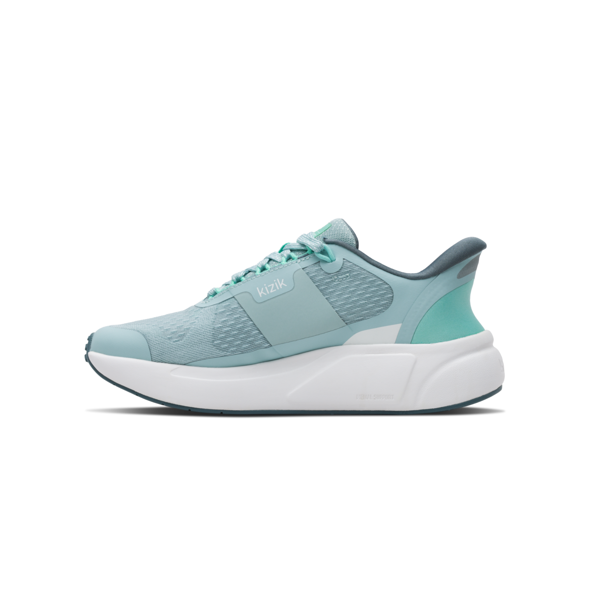 Light blue running shoe on a white background