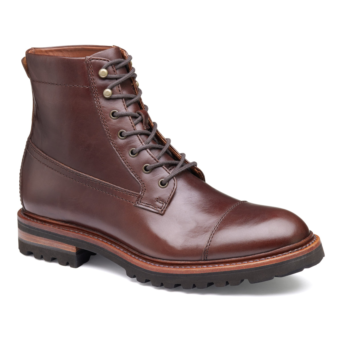 JOHNSTON & MURPHY Mens Brown Danby Toe Block Heel Leather 