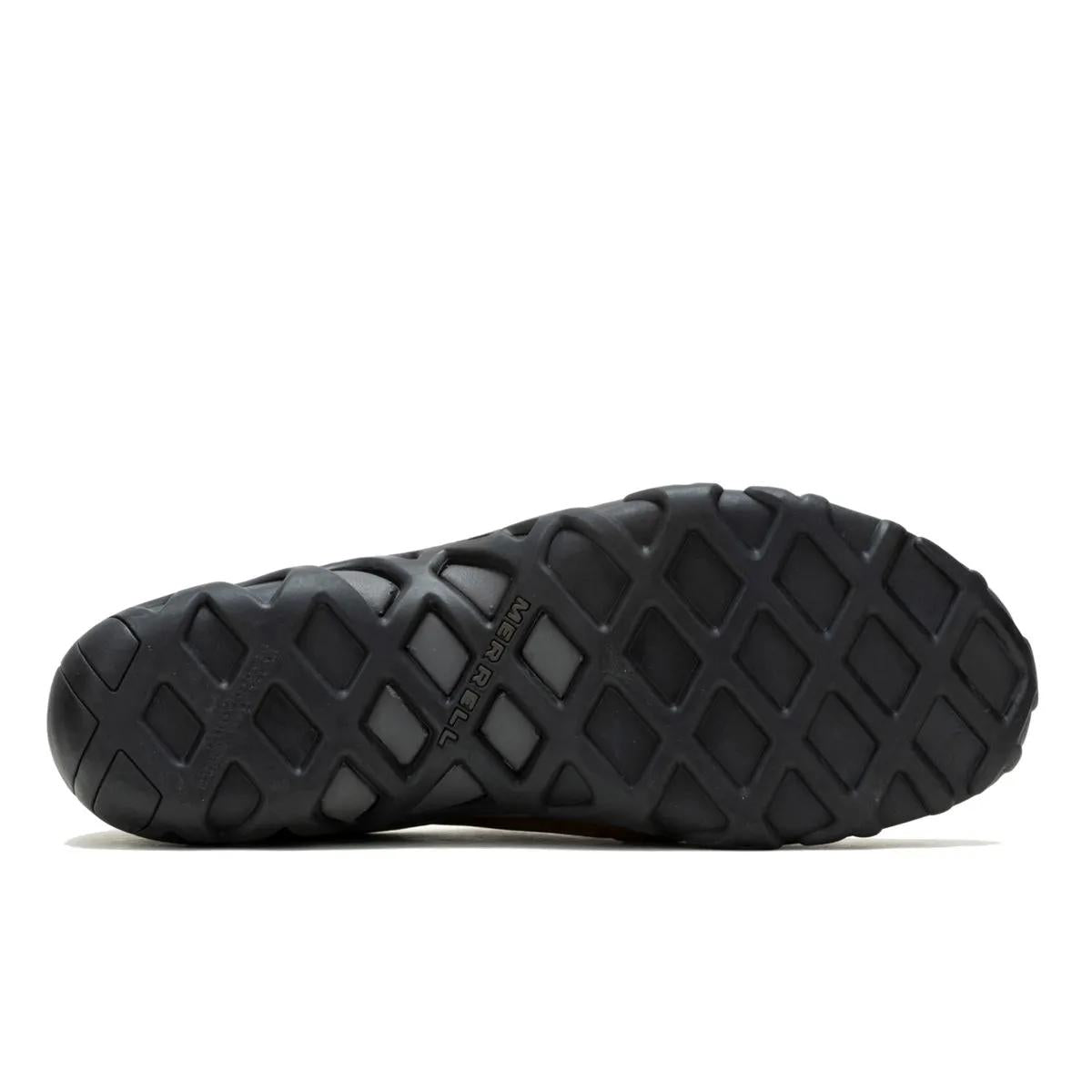 Black slip-on shoe on a white background