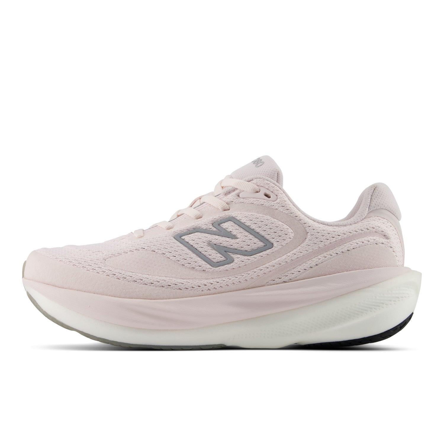 Pink running shoe with New Balance logo on a white background