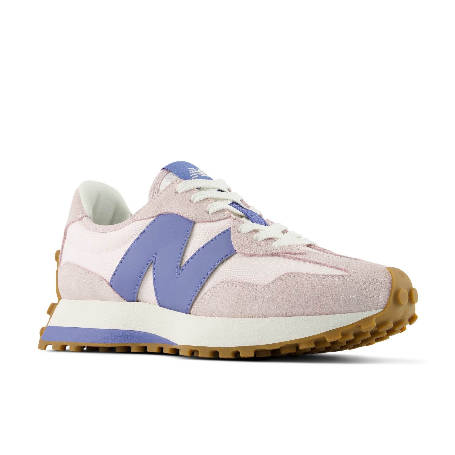 Pink and purple sneaker with New Balance logo on a white background