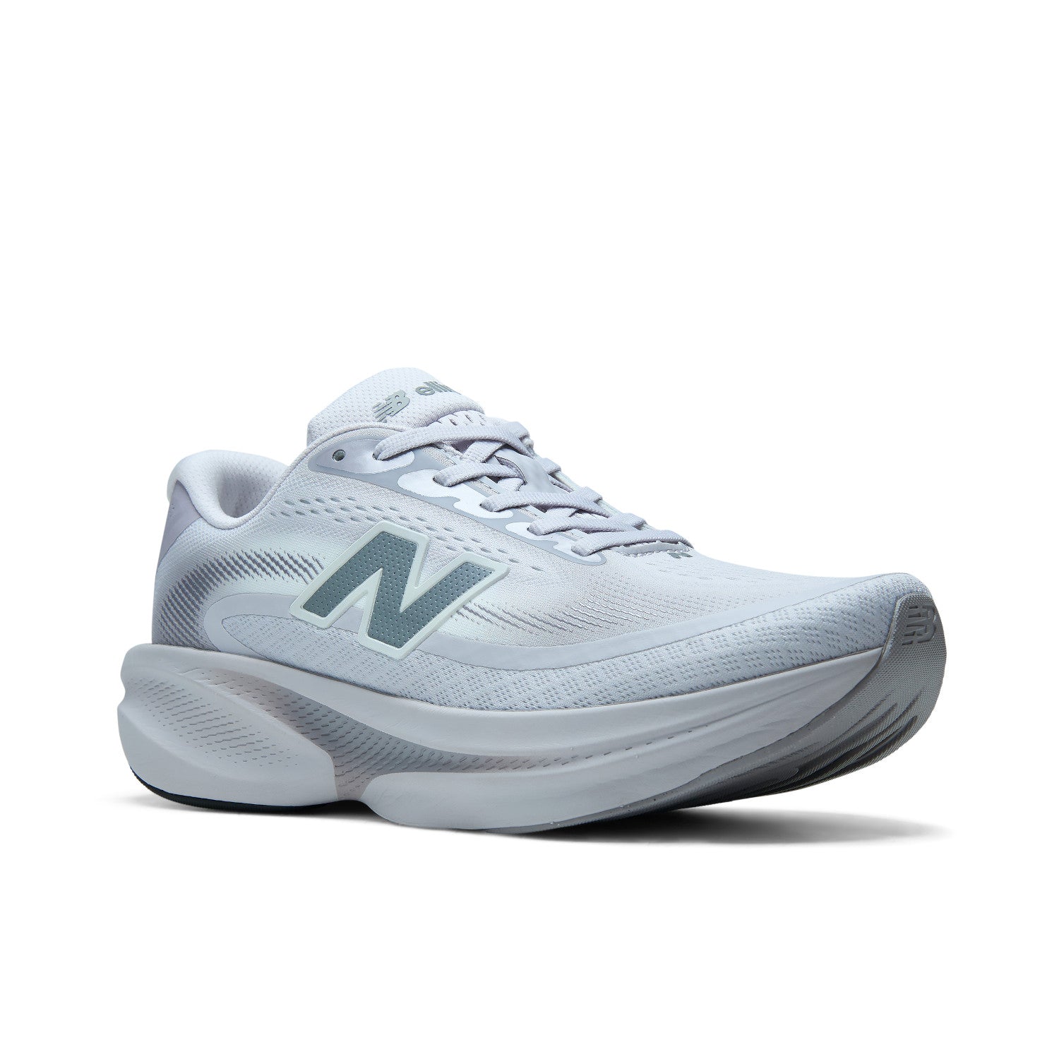 A New Balance running shoe in light gray and white with a dark gray 'N' logo on the side, shown against a plain white background.