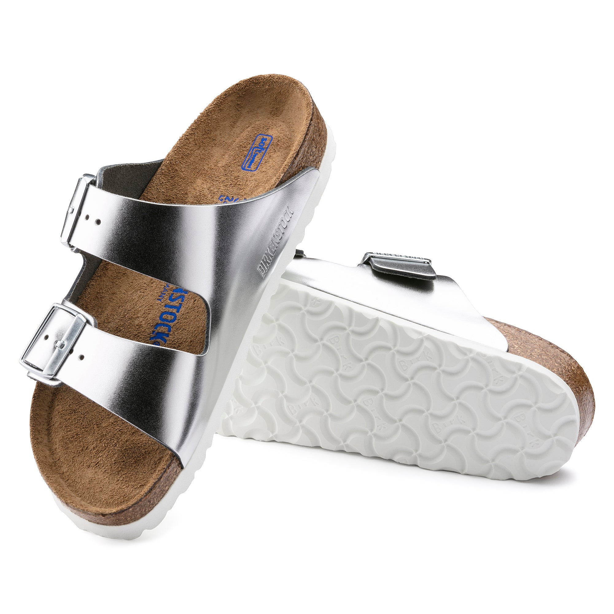Fortov Bevise stille Birkenstock Arizona Soft Footbed Color: Metallic Silver – Brown's Shoe Fit  Cape