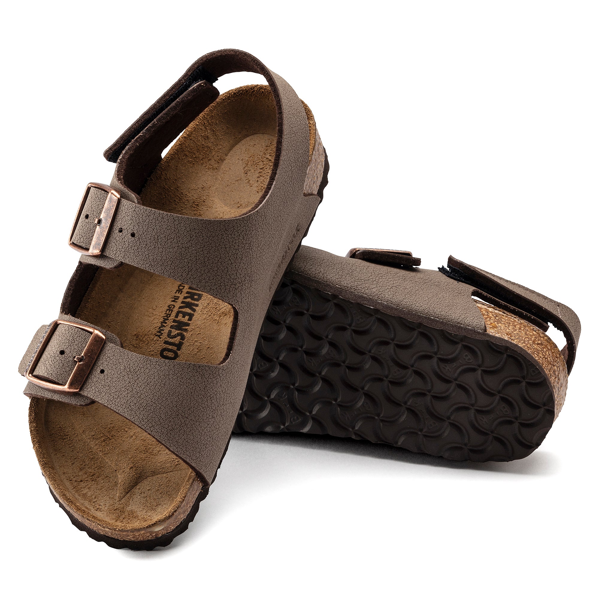 Birkenstock Kids Milano Hook and Loop Birkibuck Mocha