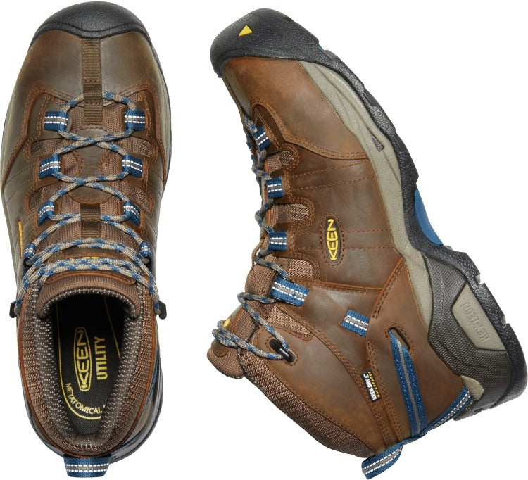 Men's Keen Utility Detroit XT Waterproof Boot (Steel Toe) CASCADE BROWN/ORION BLUE