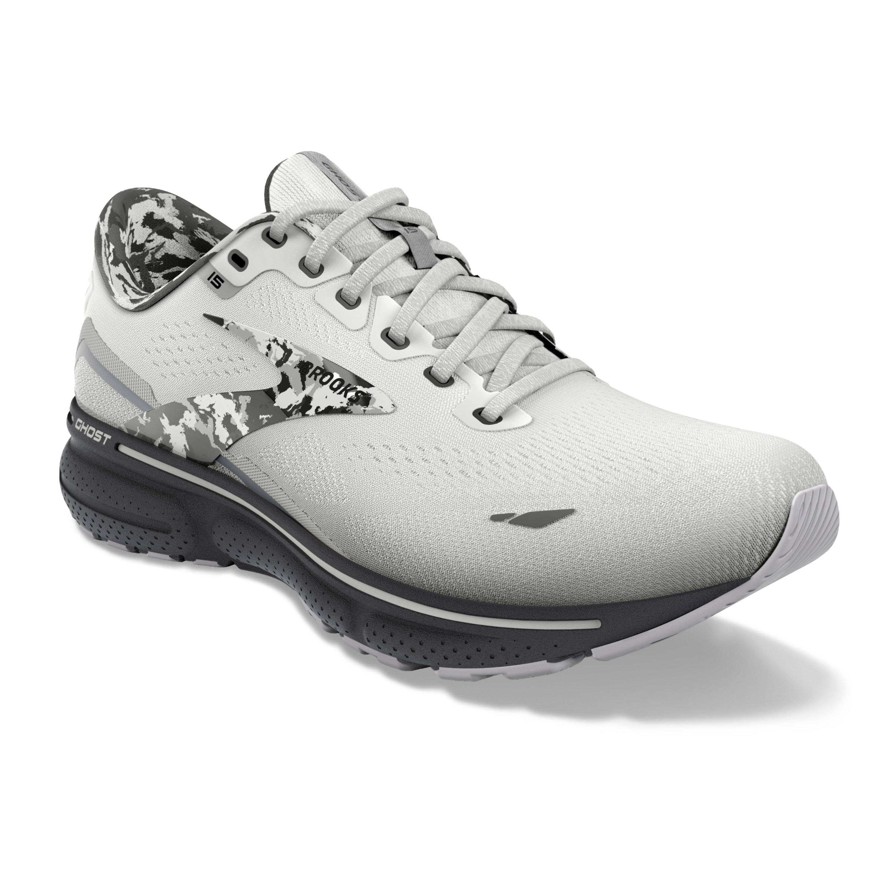 Women's Brooks Ghost 15 Color: White/Ebony/Oyster