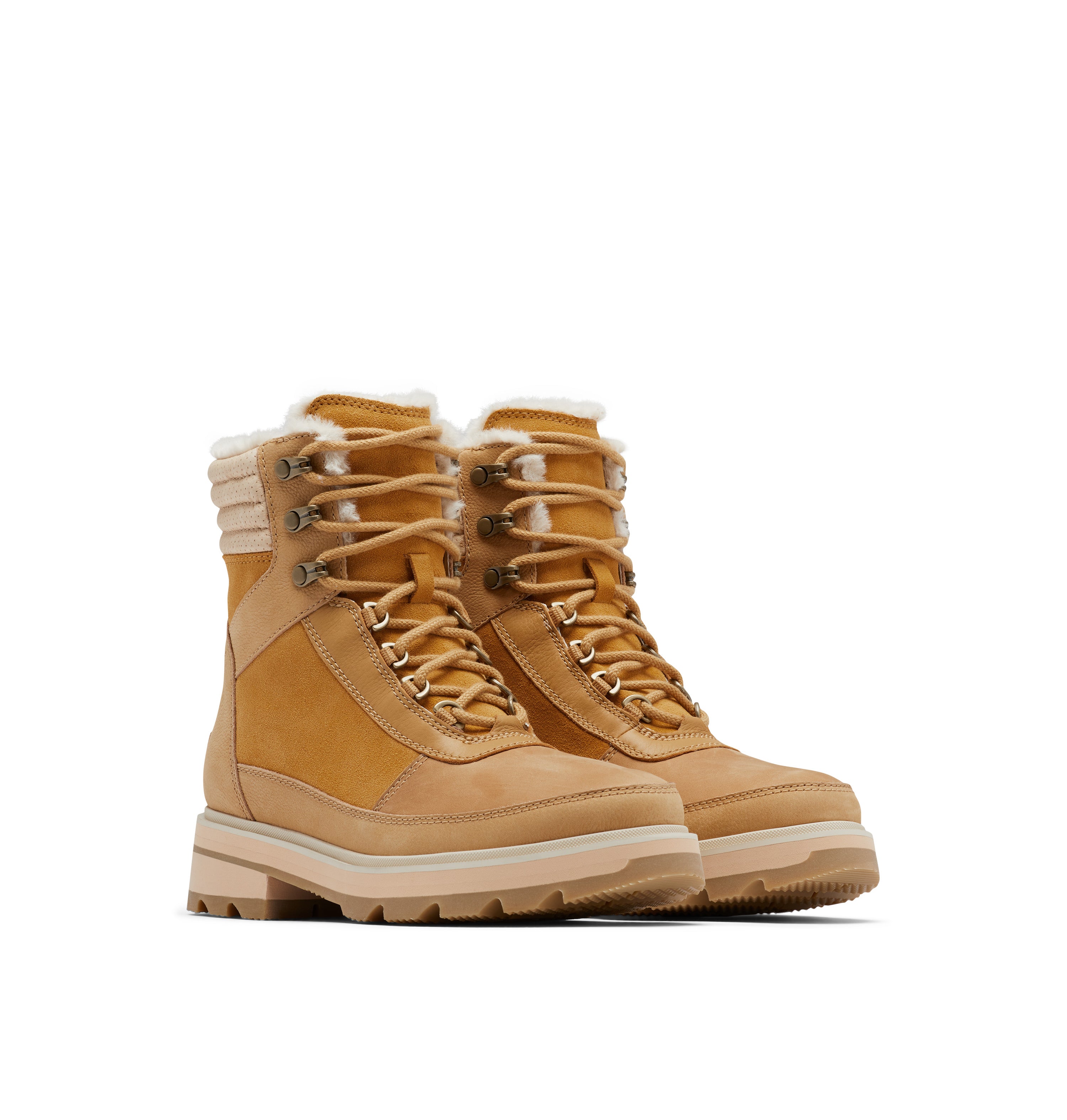 Women's Sorel Lennox Lace Cozy STKD Boot Color: Geo Yellow, Curry