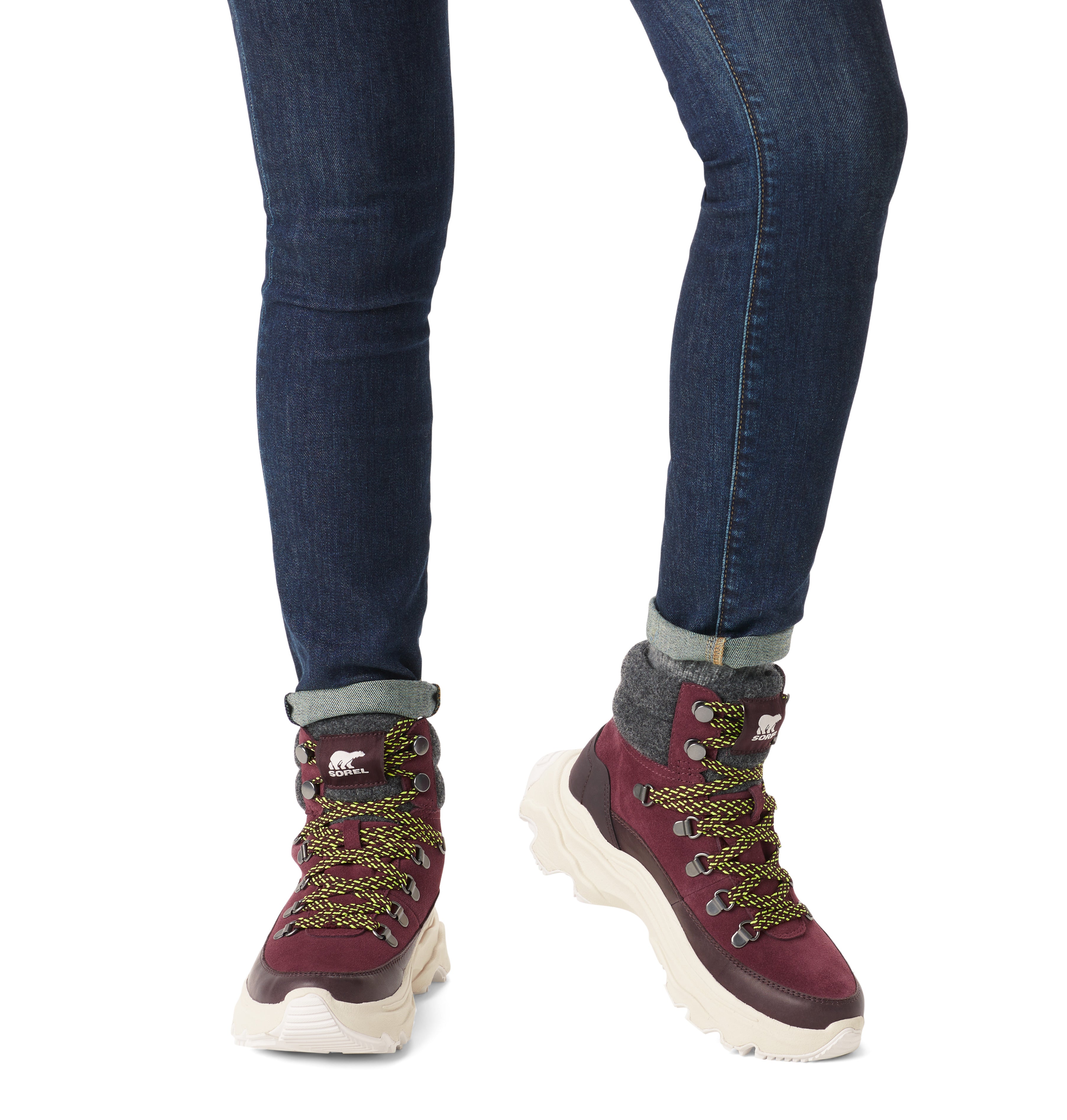 Women's Sorel Kinetic Breakthru Conquest Sneaker Boot Color: New Cinder, Bloodstone 