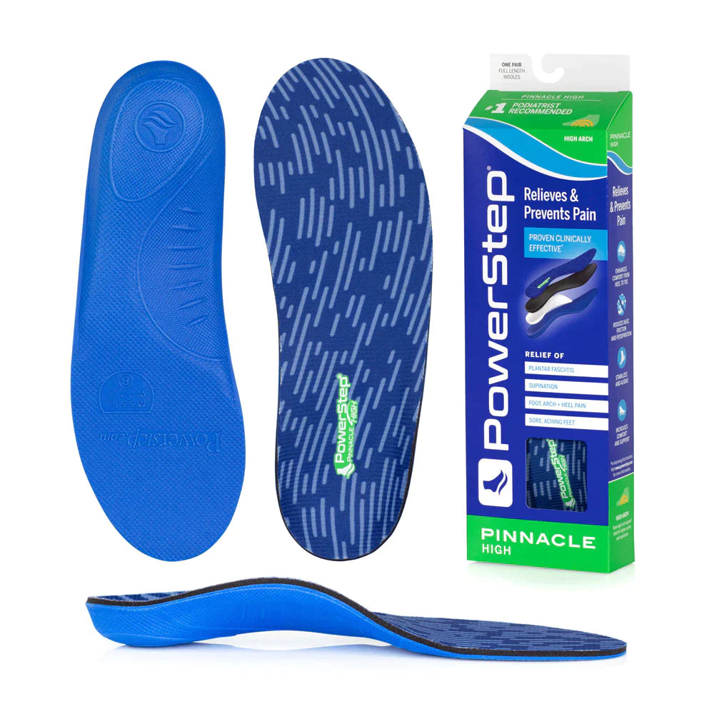 PowerStep Pinnacle High Insoles High Arch Pain Relief Orthotic, Supination Inserts