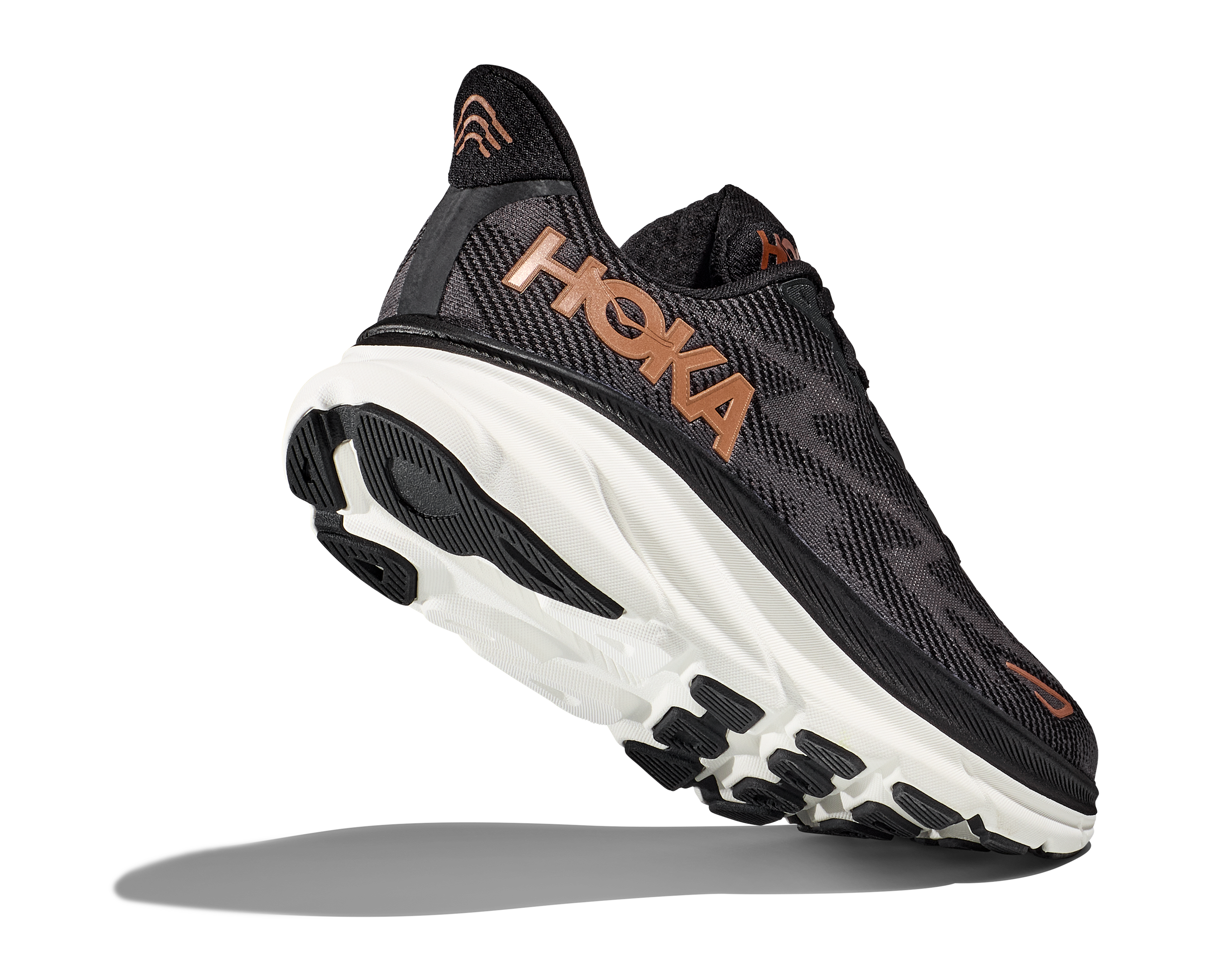 Women's Hoka One One Clifton 9 Color: Black/ Copper (WIDE WIDTH)