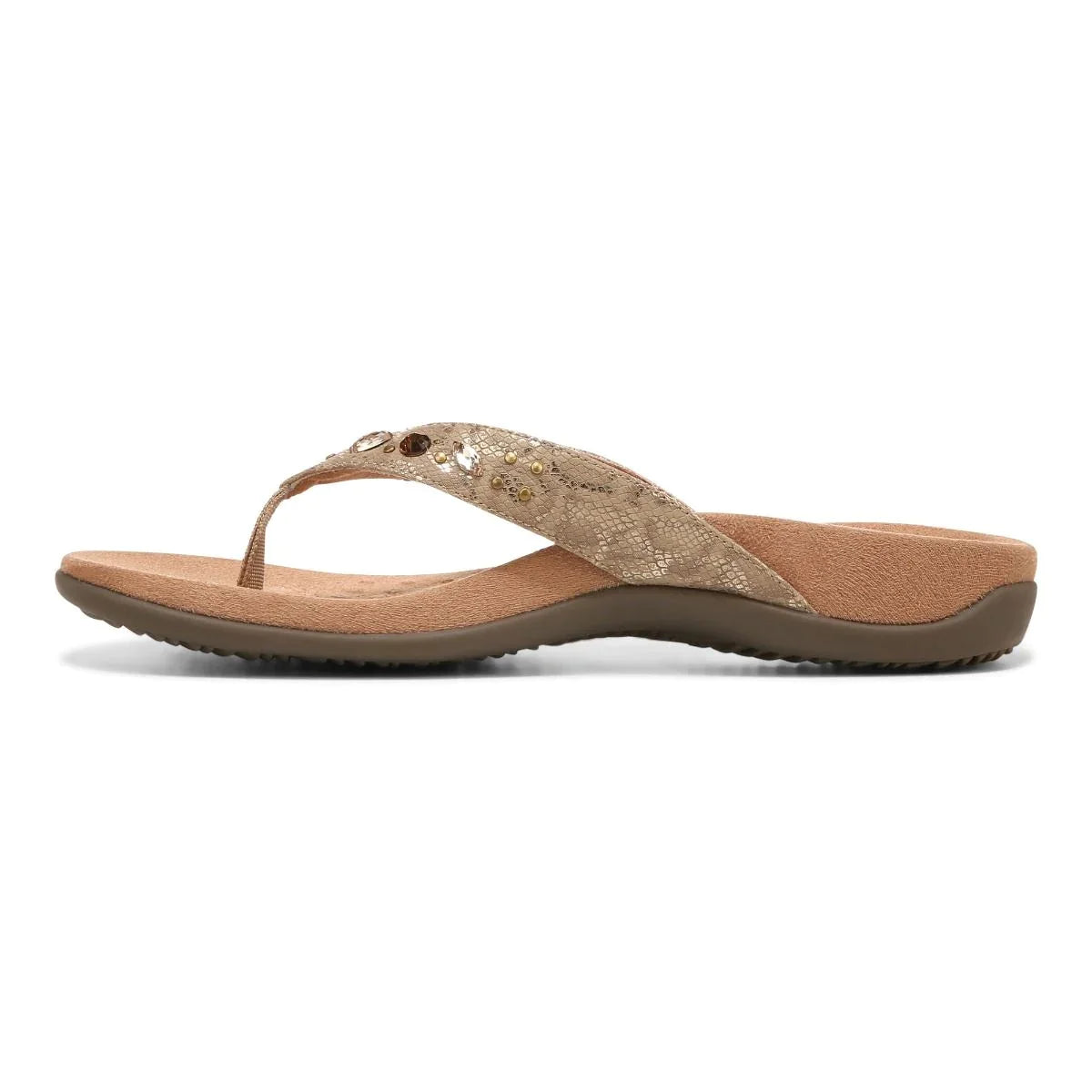 Women's Vionic Lucia Toe Post Sandal Color: Wheat Snake