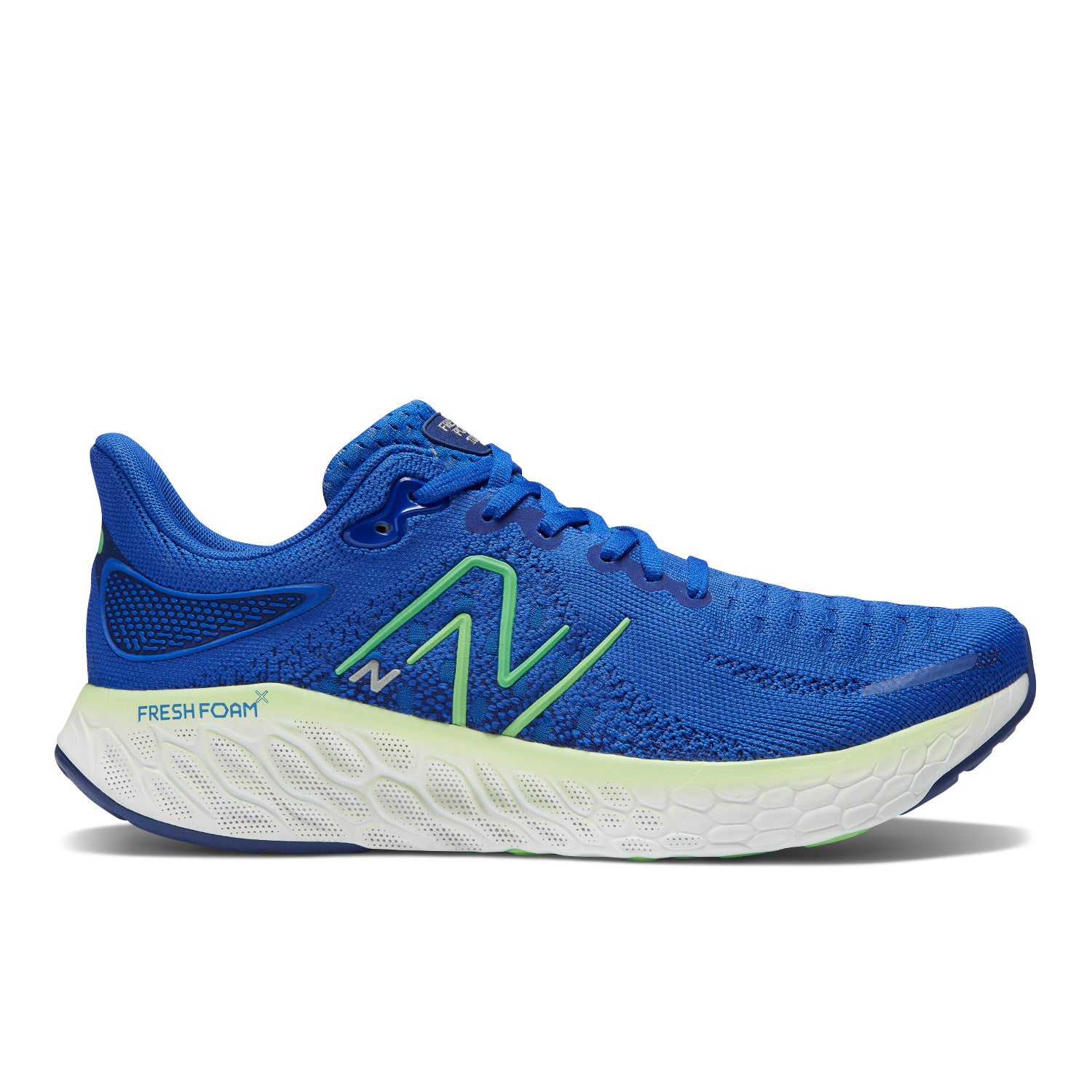Men's New Balance Fresh Foam X 1080v12 Color: Blue with Green Apple and Vibrant Spring