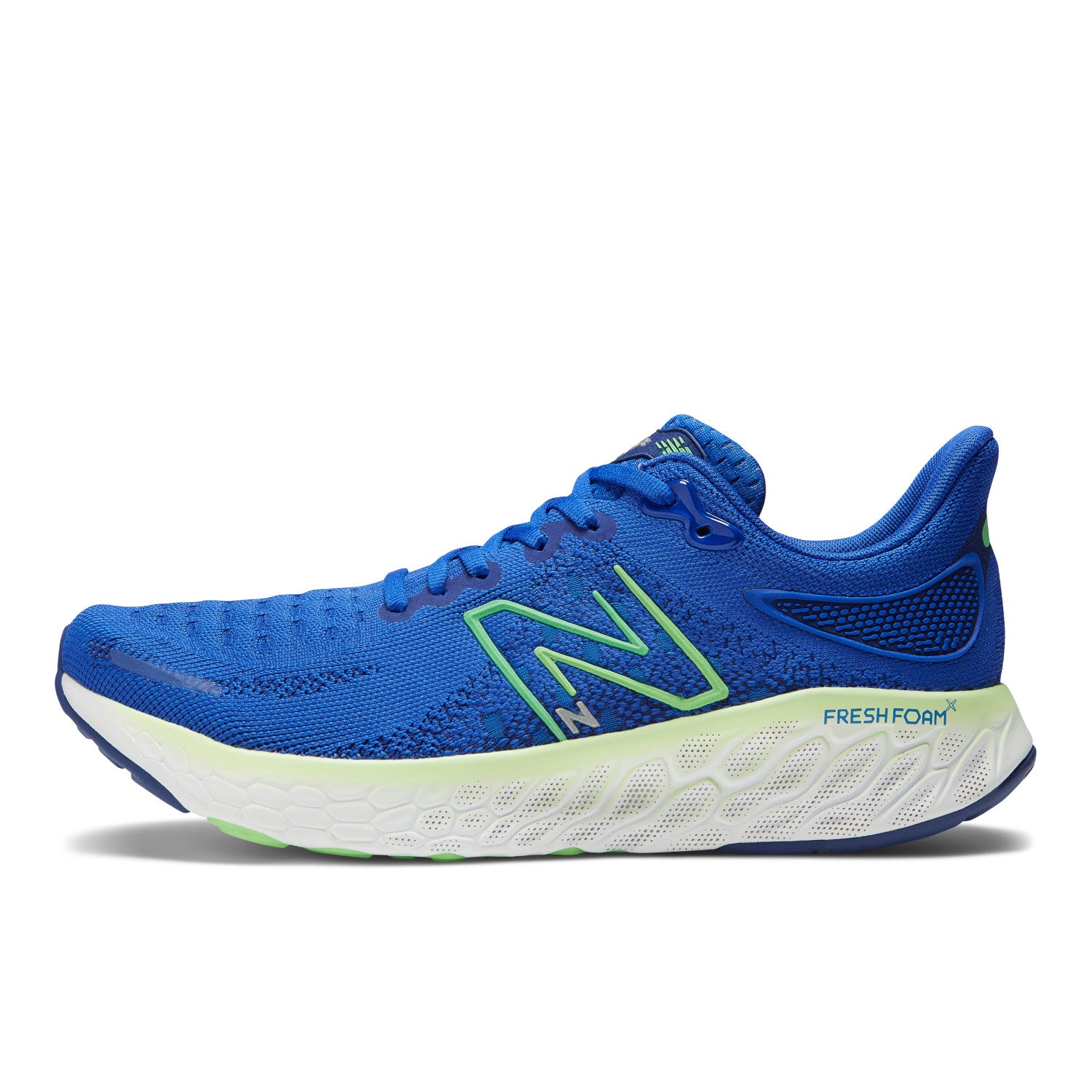 Men's New Balance Fresh Foam X 1080v12 Color: Blue with Green Apple and Vibrant Spring