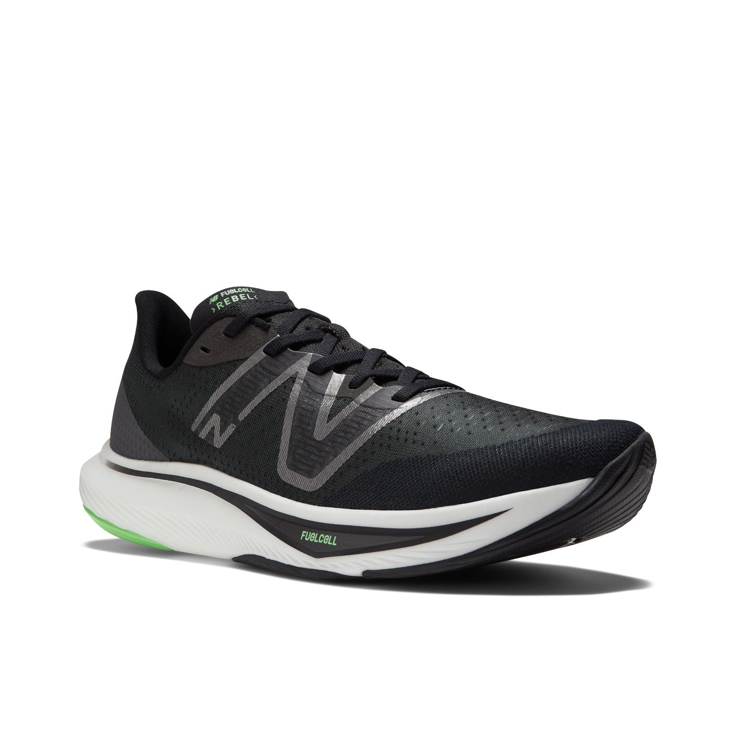 Men's New Balance FuelCell Rebel v3 Color: Black with Infinity Blue and Vibrant Spring
