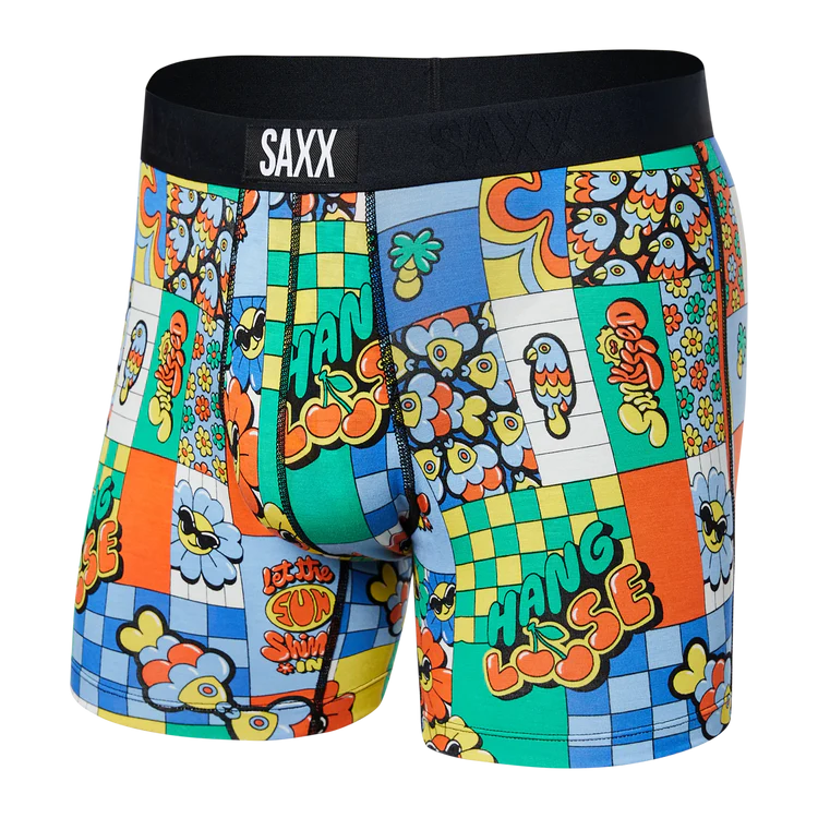 Men's Saxx Vibe Super Soft Boxer Brief Color: Let The Sun Shine In-Multi