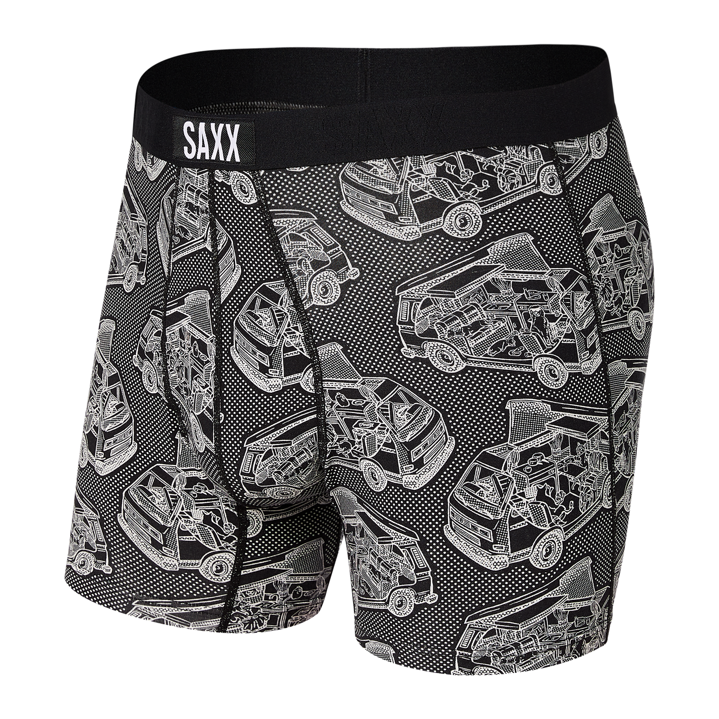 Men's Saxx Vibe Super Soft Jersey Boxer Brief Pattern: Black Van Life