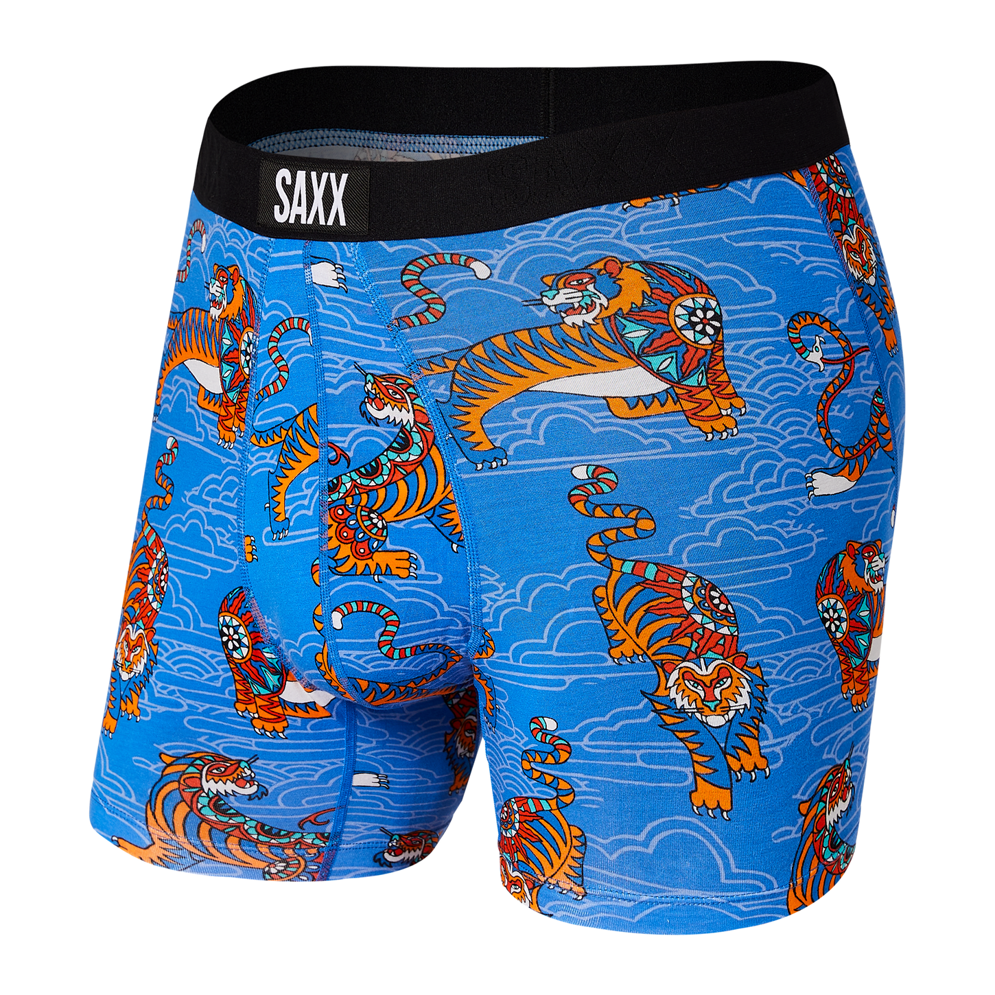 Men's SAXX Vibe Super Soft Jersey Boxer Brief Pattern: Blue Year Of The Tiger