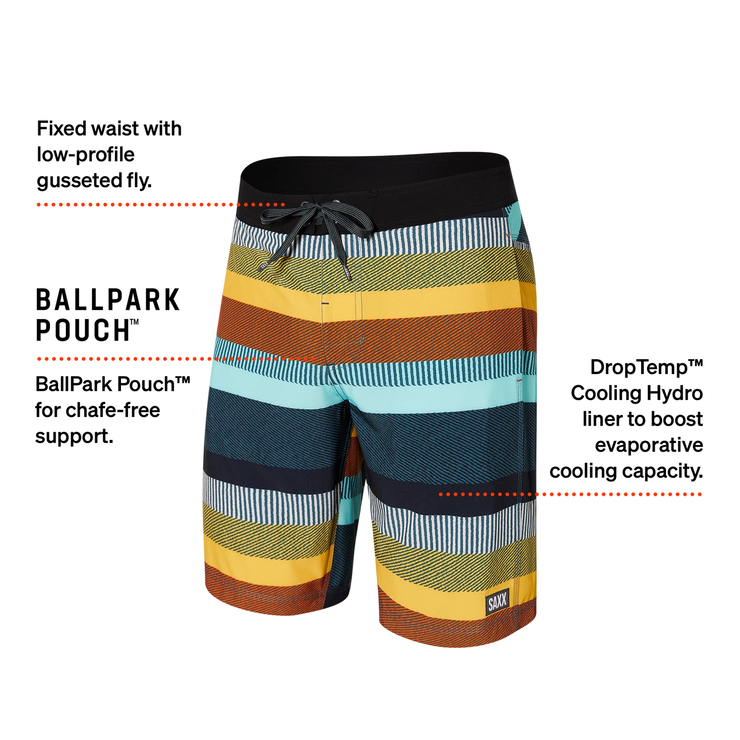 Men's SAXX Betawave Swim Shorts 19" Pattern: Blanket Stripe-Multi