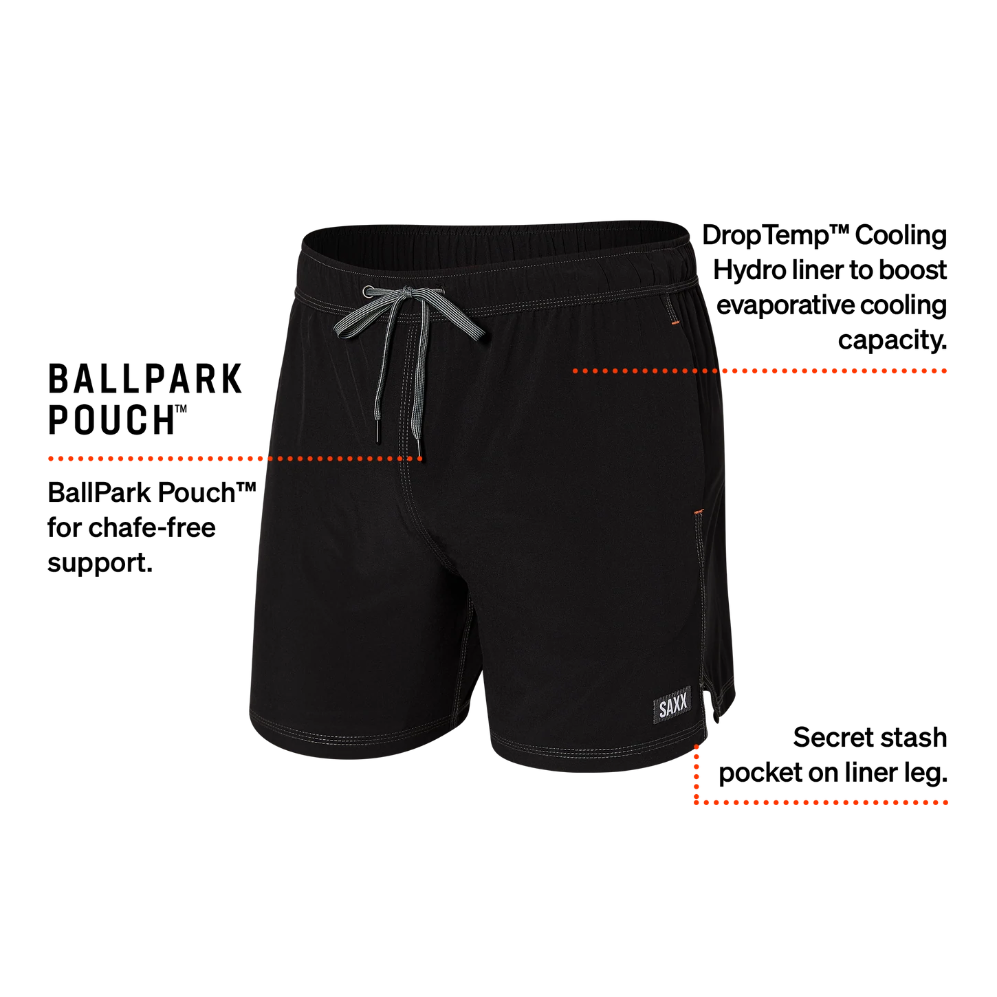Men's SAXX Oh Buoy Swim Shorts 5" Pattern: Black