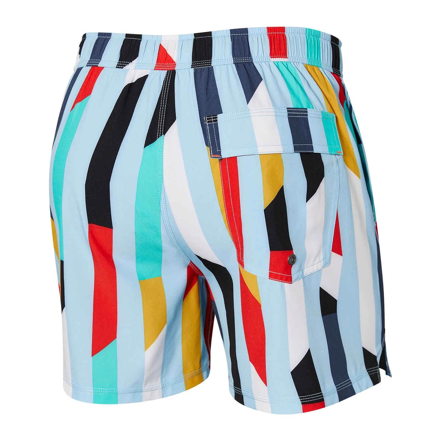 Men's SAXX Oh Buoy Swim Shorts 5" Pattern: Cutwork Stripe Airy Blue