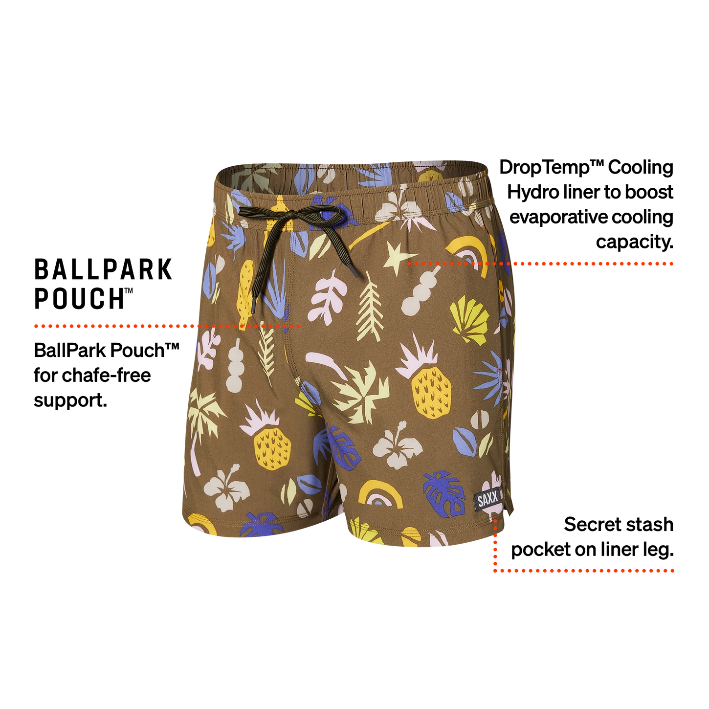 Men's SAXX Oh Buoy Swim Shorts 5" Pattern: Summer Stencil- Camo