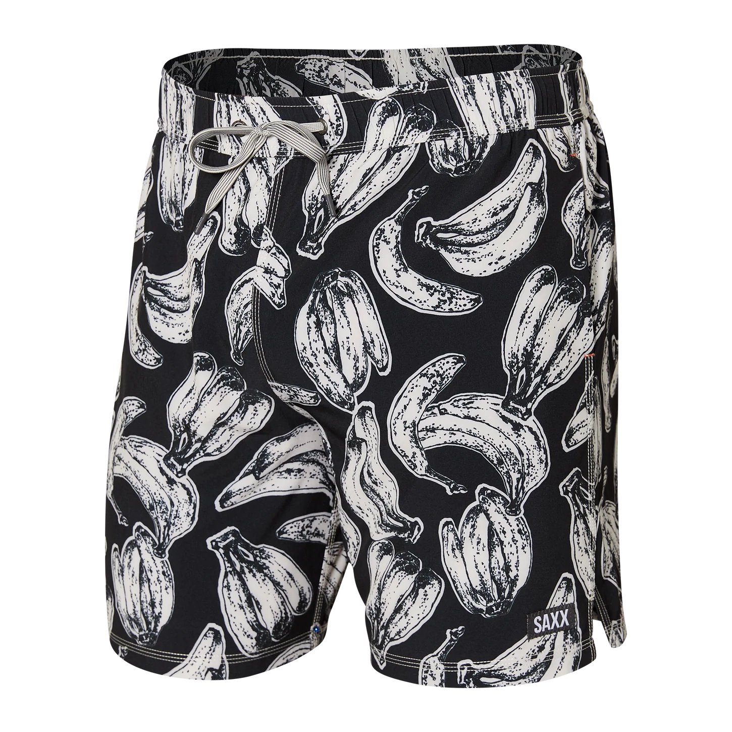 Men's SAXX Oh Buoy Swim Shorts 7" Pattern: Banana Bunch-Black